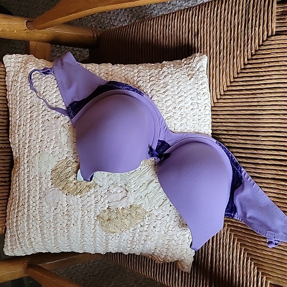 Ambrielle organic cotton full coverage purple bra, 32DD - Picture 9 of 11